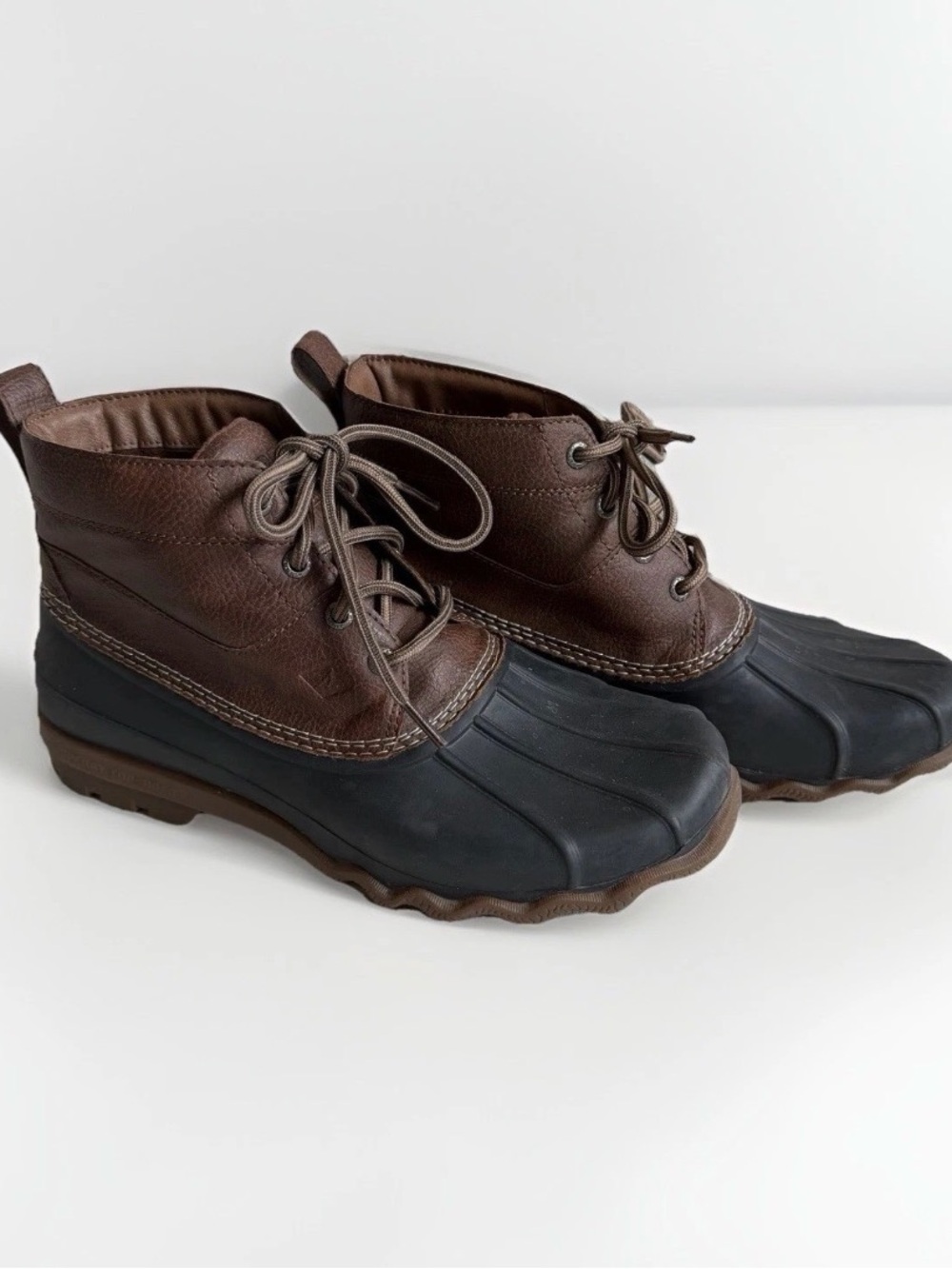 Sperry Top-Sider Mens 8 Duck Boots Brown Black Waterproof Winter Retro Classic
